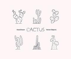objets vectoriels dessinés à la main cactus vecteur