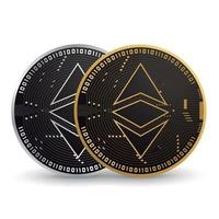 crypto-monnaie ethereum or et argent vecteur