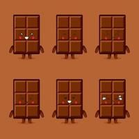 mignon personnage de chocolat avec des expressions vecteur