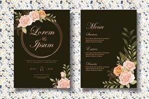 modèle d'invitation de mariage floral élégant vecteur