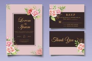 modèle d'invitation de mariage floral élégant vecteur