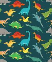 dinosaure sans couture modèle. mignonne des gamins dinosaures, coloré dragons. vecteur fond d'écran