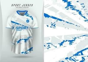 Contexte pour des sports Jersey, Football chemise, fonctionnement chemise, courses chemise, bleu blanc grunge modèle. vecteur