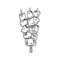 turc barbecue gril aliments. coréen sucré poulet kebab. bif dîner Viande bâton. vecteur illustration à propos cuisine