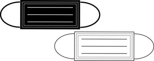 contour silhouette médical masque icône ensemble isolé sur blanc Contexte vecteur
