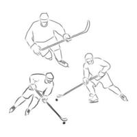 croquis de main joueur de hockey joueur de hockey illustration de croquis de vecteur