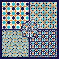 ensemble de motifs de couleurs islamiques sans soudure vecteur