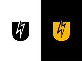 Créatif initiale lettre u électrique logo vecteur illustration