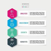 modèle d'infographie de flux de travail en quatre étapes vecteur