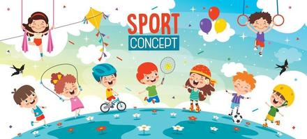 conception de concept de sport avec des enfants drôles vecteur