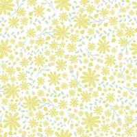 motif floral jolies fleurs sur fond blanc impression avec de petites fleurs jaunes vecteur