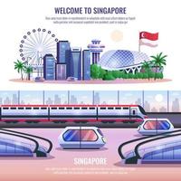 illustration vectorielle de singapour bannières horizontales vecteur