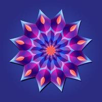 c'est un mandala polygonal géométrique violet avec un motif floral et des pétales vecteur