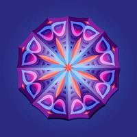 c'est un mandala polygonal géométrique violet avec un centre lumineux vecteur