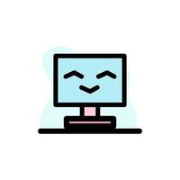 ordinateur mignon pc sourire icône vector illustration design