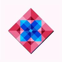 c'est une forme polygonale géométrique rose sous la forme d'un cristal avec un centre bleu vecteur