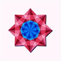 c'est un mandala polygonal géométrique rose sous la forme d'une pierre précieuse vecteur