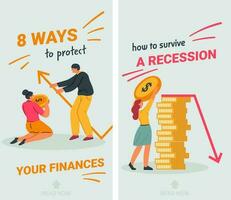 Comment à survivre récession, 8 façons à protéger argent vecteur