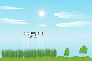 drone des robots à automatiser irrigation et vaporisateur liquide engrais dans agriculture. agricole innovation La technologie ou intelligent agriculture système concept. vecteur