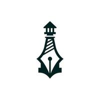phare la tour avec stylo Créatif logo conception vecteur