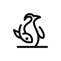 animal manchot et poisson ligne Facile Créatif logo vecteur