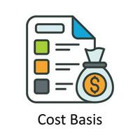 Coût base vecteur remplir contour icône conception illustration. les taxes symbole sur blanc Contexte eps dix fichier