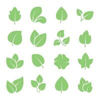 vert arbre feuilles. écologie amical, Naturel légumes verts Jeune les plantes pictogrammes et feuille vecteur Icônes ensemble