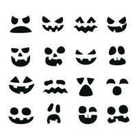 citrouille visages. Halloween mal diable affronter. effrayant sourire bouche, effrayant nez et citrouilles yeux vecteur illustration ensemble