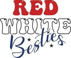 rouge blanc besties 4e de juillet mignonne svg vecteur