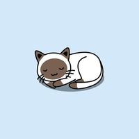 mignon, chat siamois, dormir, dessin animé vecteur