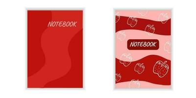 couverture page modèles avec baies. rouge mises en page avec des fraises. griffonnage style vecteur illustration.