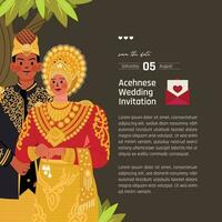 traditionnel mariage robe acehnais illustration disposition conception pour invitation plat style vecteur