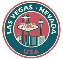 badge, étiquette ou timbre avec Las Vegas ligne d'horizon, vecteur illustration