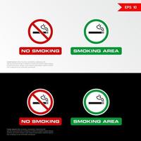 aucun signe de fumer et étiquettes de zone fumeurs vecteur
