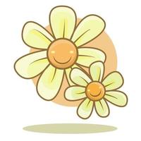 une paire de fleurs aux couleurs pastel souriant illustration vecteur