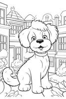 chien coloration page, chien personnage pour coloration livre vecteur