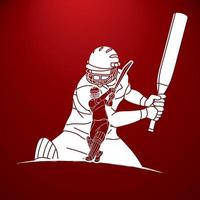 Graphique d & # 39; action de sport de joueurs de cricket de silhouette vecteur