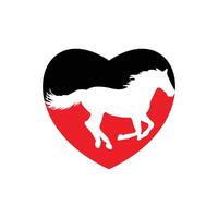 cheval fonctionnement icône vecteur illustration à l'intérieur une forme de cœur rouge et noir couleur.
