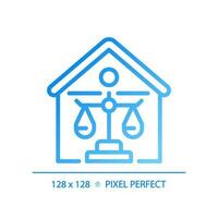 propriété loi pixel parfait pente linéaire vecteur icône. réel biens légal posséder. logement régulation par législation. mince ligne Couleur symbole. moderne style pictogramme. vecteur isolé contour dessin