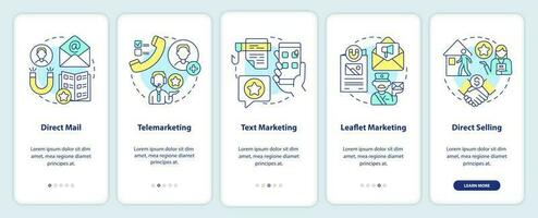 les types de direct commercialisation l'intégration mobile app filtrer. procédure pas à pas 5 pas modifiable graphique instructions avec linéaire concepts. interface utilisateur, ux, gui modèle vecteur