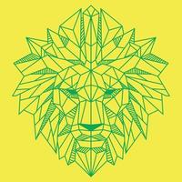 tête de lion abstraite faible polygone vert sur illustration vectorielle de couleur jaune vecteur