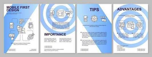 mobile premier conception processus bleu brochure modèle. brochure conception avec linéaire Icônes. modifiable 4 vecteur mises en page pour présentation, annuel rapports