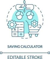 économie calculatrice turquoise concept icône. consommateur avantages. conduire rétention abstrait idée mince ligne illustration. isolé contour dessin. modifiable accident vasculaire cérébral vecteur