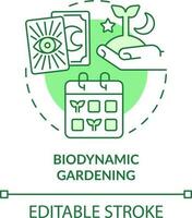 biodynamique jardinage vert concept icône. semis et plantation calendrier. jardinage type abstrait idée mince ligne illustration. isolé contour dessin. modifiable accident vasculaire cérébral vecteur