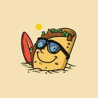 dessin animé tacos sont relaxant sur le plage vecteur