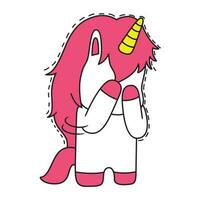 pleurs expression de Licorne. animal vecteur dessin animé isolé sur blanc Contexte