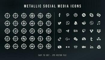 collection de logos de médias sociaux populaires. facebook, instagram, twitter, linkedin, youtube, télégramme, vimeo, snapchat, whatsapp. ensemble éditorial réaliste. vecteur