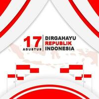 Indonésie indépendance journée salutation carte conception sur 17e août, affiche bannière conception et social médias poste, décoration drapeau et carte de Indonésie vecteur