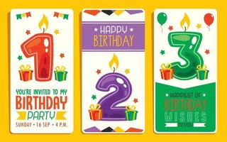 joli modèle de carte d'anniversaire coloré vecteur