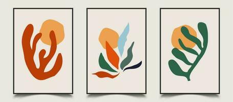 moderne style les plantes dans pastel couleurs. ensemble de abstrait branché Créatif artistique affiches vecteur